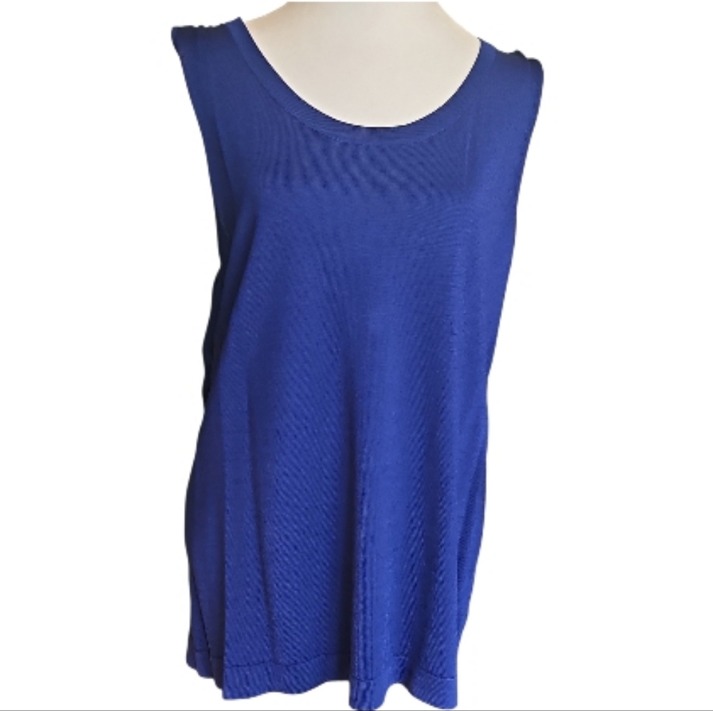 Jones New York Royal Blue Embellished Cardigan W/ Matching   Tank Top - Picture 3 of 11